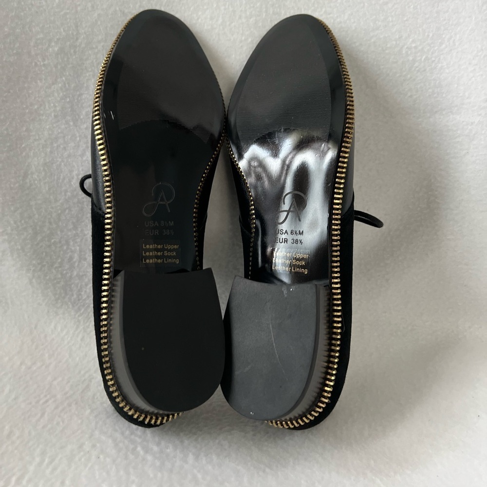 Adrianna Papell Size 8 1/2 Leather Black Lace-Up Loafer with Zippered Accent - Picture 12 of 15